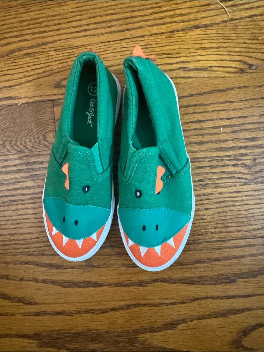 Cat & Jack Green and Orange Dino Slip-Ons. Brand new but tags removed